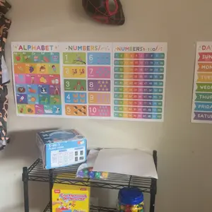 16 Educational Posters for kids 1-3 Laminated Learning ABC Chart Numbers Colors Shapes Days of The Week Preschool Kindergarten Classroom Decor Colorful