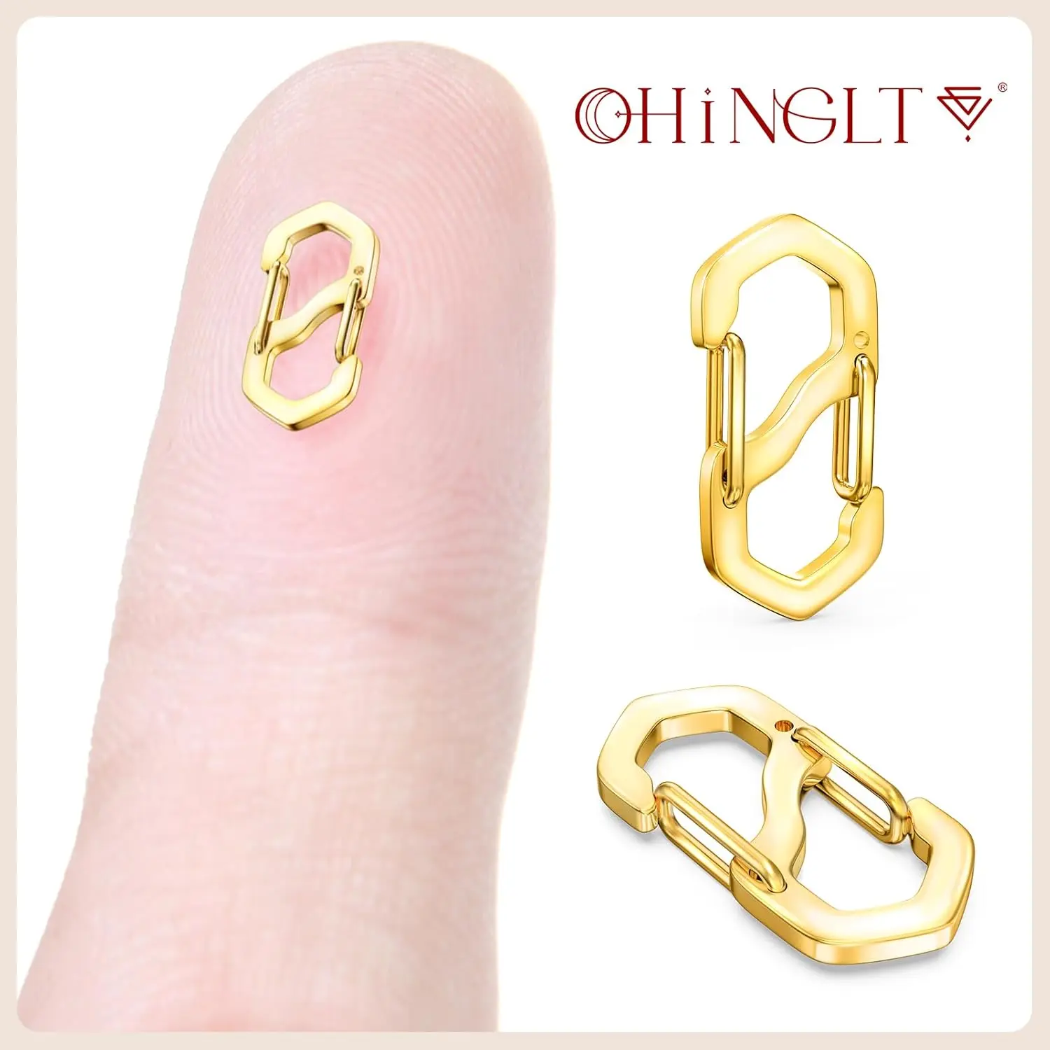 OHINGLT 12 pcs 2 size necklace shortener clasp double open lobster clasp, stainless steel pendant clasp necklace clasp bracelet connector