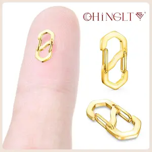 OHINGLT 12 pcs 2 size necklace shortener clasp double open lobster clasp, stainless steel pendant clasp necklace clasp bracelet connector