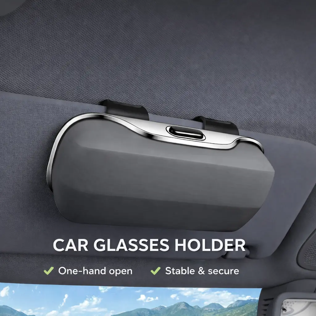 Universal Car Sunshade Glasses Case, ABS Multi-Function Storage Box with Back Clip Type, Car Interior Stowing & Tidying Accessories (Black, Gray, Brown, Beige), Accessories For Car summerwins