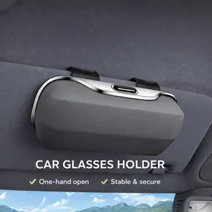 Car Sunshade Universal Sunglasses Glasses Case ABS Material Multi-Function Ticket Storage Box Back Clip Type Sunshade Installation Black Gray Brown Beige