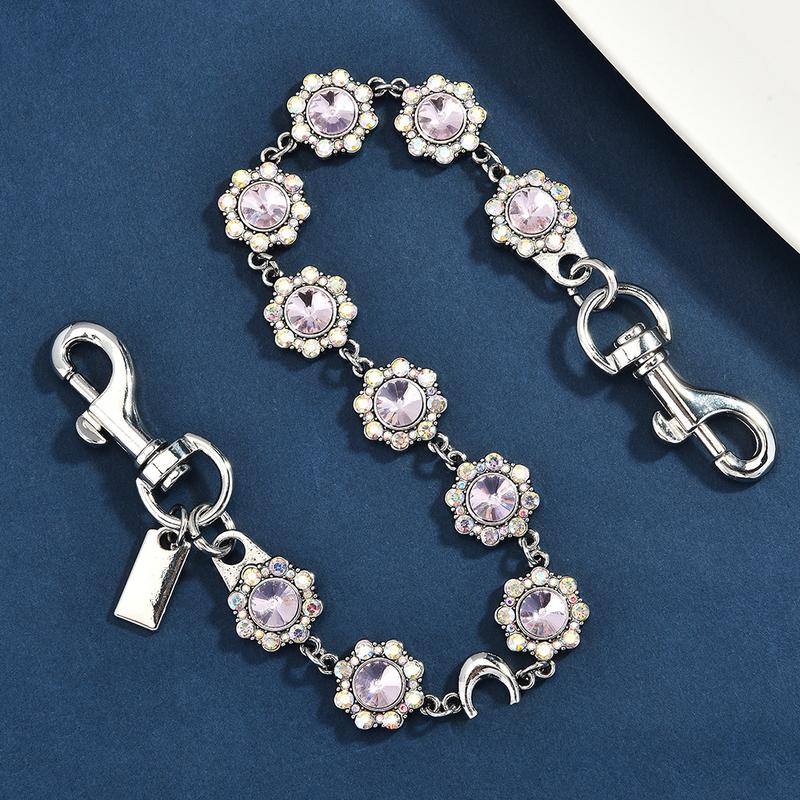 Retro and fashionable oval carved rhinestone bag chain, metal crossbody bag chain for women, bag chain