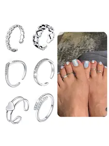 Women's Rhinestone Toe Rings Set, Elegant Casual Ring, Statement Rings, Adjustable Open Design, Perfect for Parties & Daily Wear, Ideal Birthday Gift for Women & Girls, Stackable Rings Set