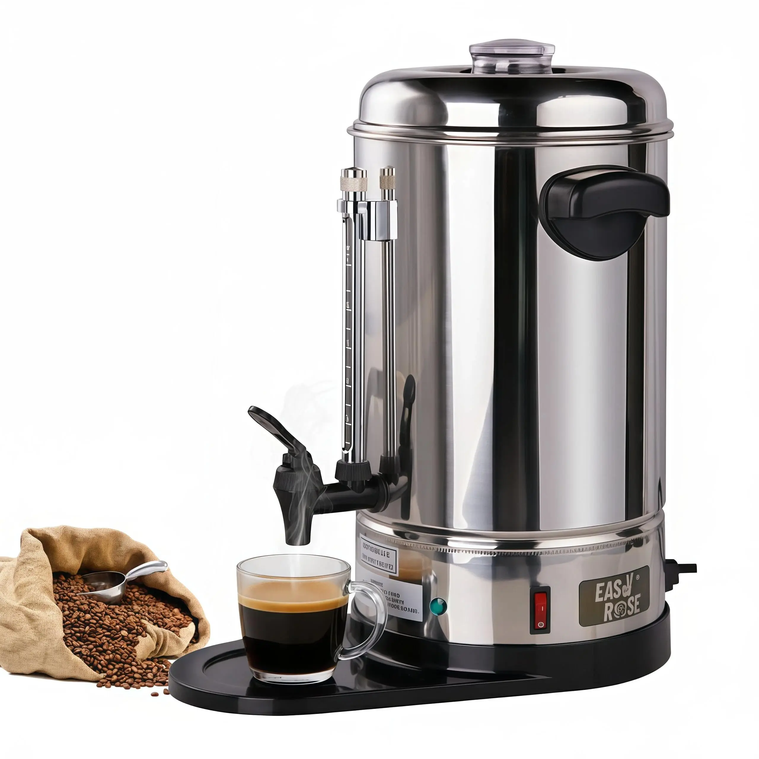 Hakka 40-Cup Commercial Stainless Steel Coffee Urn, Reusable Filter Coffee Percolator with Automatic Keep Warm Function for Beverage Pour & Serving