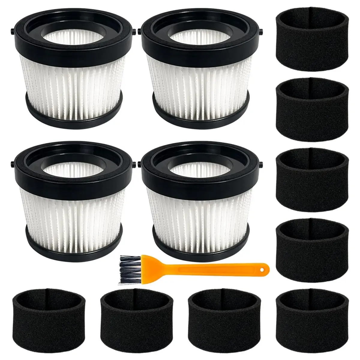 13-Piece Filter Replacement Kit for DCV501HB 20V Cordless Vacuum, with 4 DCV5011H Pleated HEPA Filters & 8 Foam Sleeves, Washable for Easy Cleaning, Hepa Filter