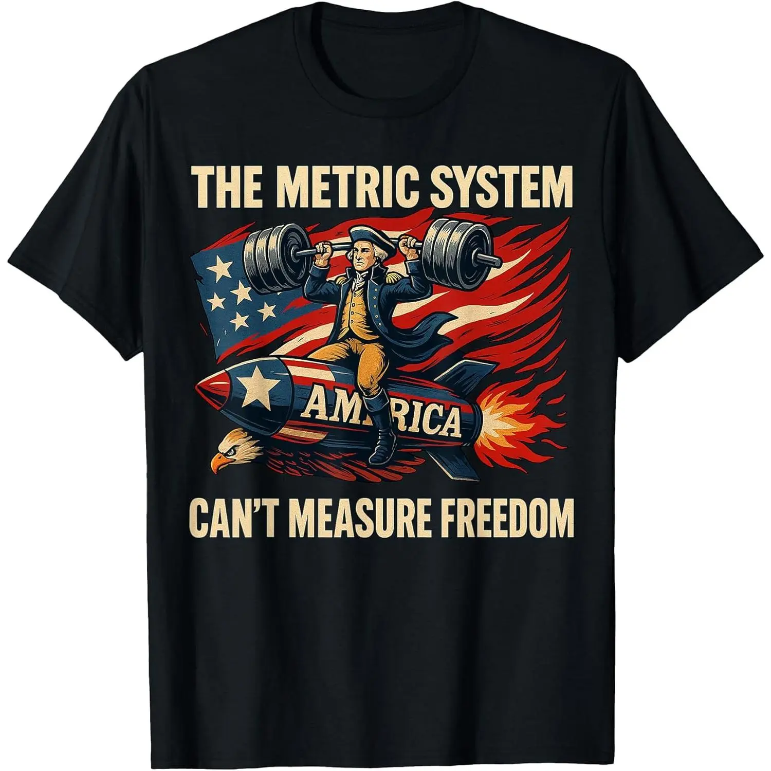 Women's Men The Metric System Can't Measure Freedom Funny 4th of July T-Shirt Summer Pure Cotton Short Sleeved Streetwear Gifts Unisex