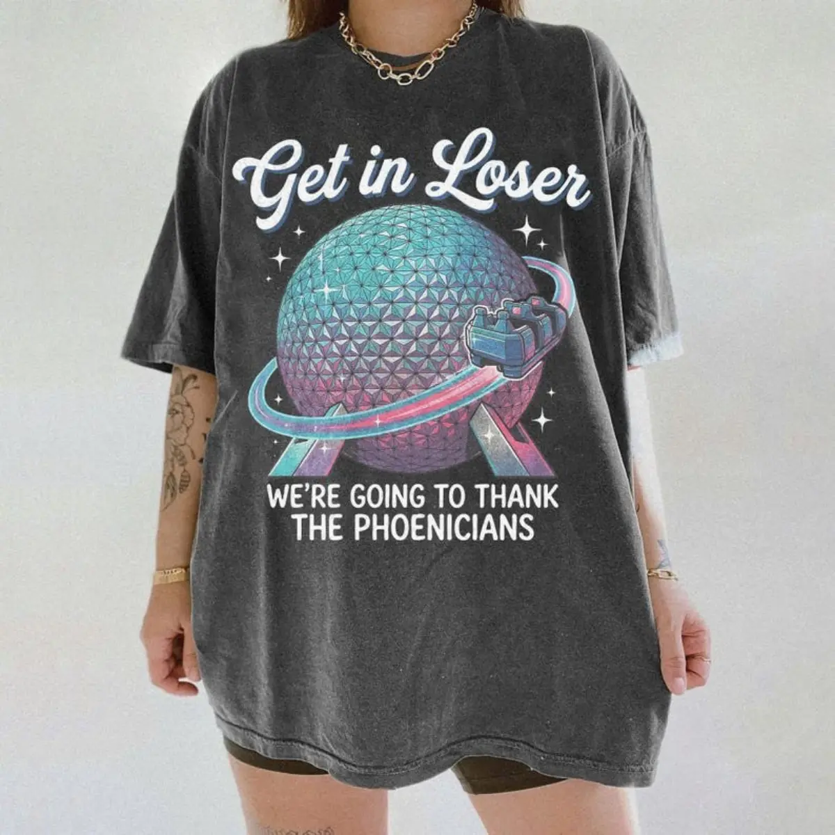 Comfort Colors Spaceship Earth Epcot Inspired Vintage T-shirt Thank The Phoenicians Matching Family Vacation Tshirt
