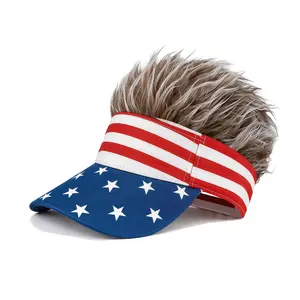 Patriotic American Flag Wig Hat with Adjustable Strap - Independence Day Party Costume Cap for Parades, Holiday Celebrations