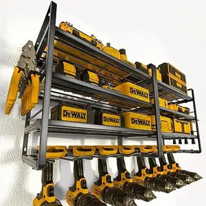 Power Tool Organizer, 15 Min Quick Assembly & Max 150lb load by Heavy Duty Metal, 8 Slots 4 shelves for Cordless Drill in Garage/Workshop/Pegboard/Shed Suitable for Father's Day Gift