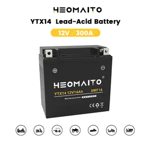 Lead-Acid Battery YTX14-BS, 12V 14Ah, 10HR, 300 CCA, 6MF14-B Maintenance-Free Power, for AGM Motorcycle Battery, Motorcycles 400–1200 CC, ATVs 350–1000 CC