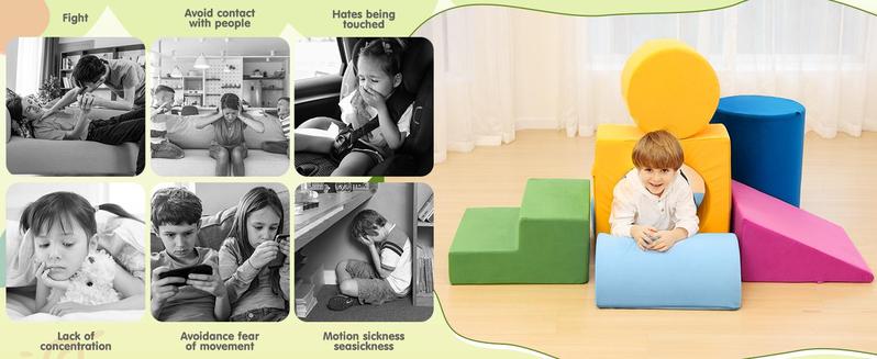 Edbuosy 7-piece Toddler Foam Climbing Toys Indoor Modular Crawling & Sliding Play Set for Toddlers Colorful Soft Play Climbing Blocks