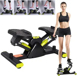 Hydraulic Mini Stair Stepper with LCD Monitor, Mute Exercise Stepper with Resistance Bands,  Workout Equipment for Home Gym