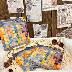 Oil Painting Pattern Scrapbooking Paper Pad, 12 Sheets DIY Scrapbooking & Stamping Paper, Multipurpose Decorative Paper for Scrapbooking & Journal Making