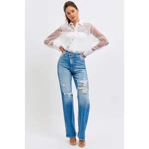 Cello high rise jeans with fun button