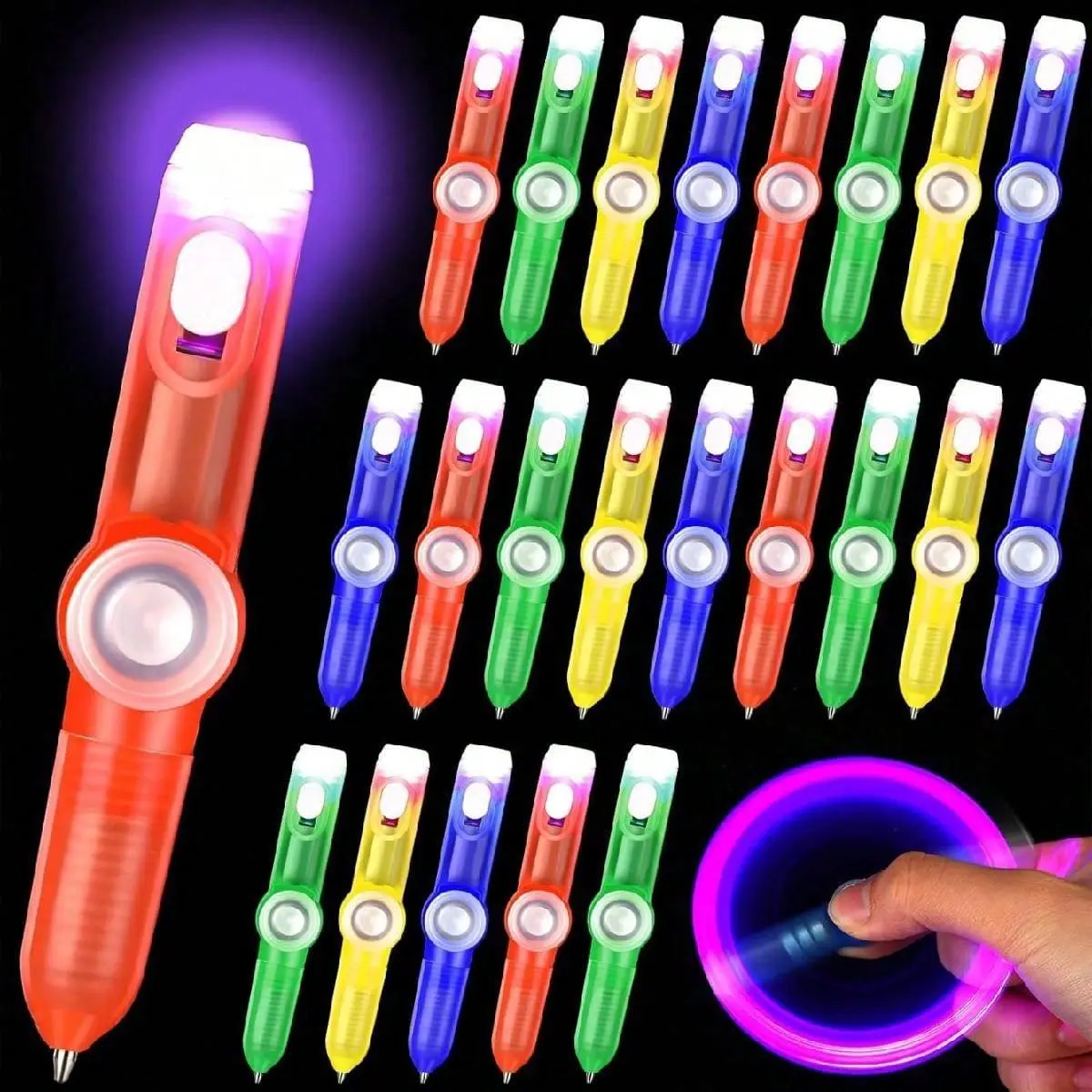 LED Rotating Pen, Neon Pens, 12/32pcs LED Light Up Spinning Pen, Party Game Gift, Classroom Reward Gift, Party Favors for Birthday Wedding Festival, Glitter Ballpoint Pen, Luminous Ballpoint Pen