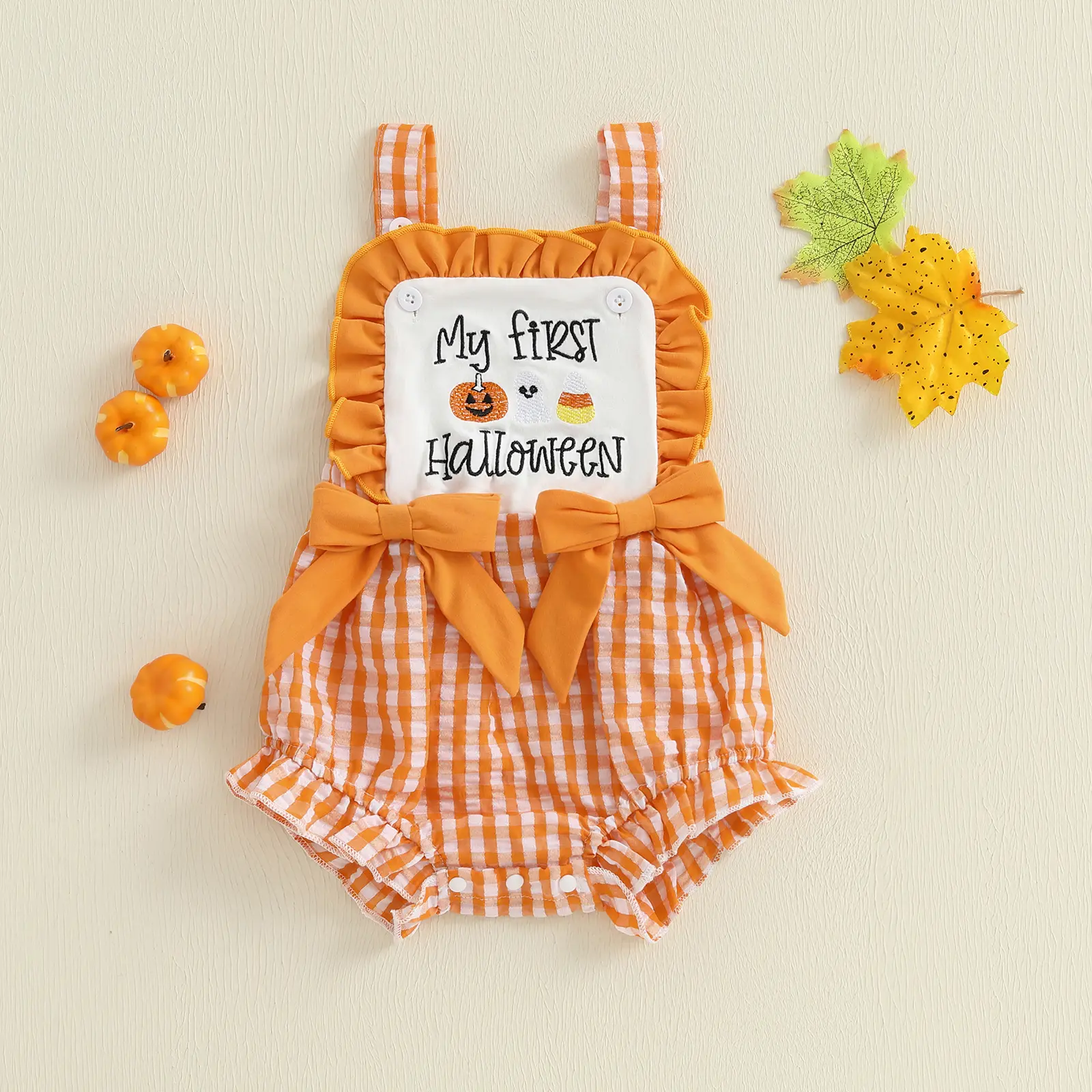 My First Halloween Baby Girl Outfit Newborn Pumpkin Spooky Bubble Romper Jumpsuit Overalls Bodysuit Clothes