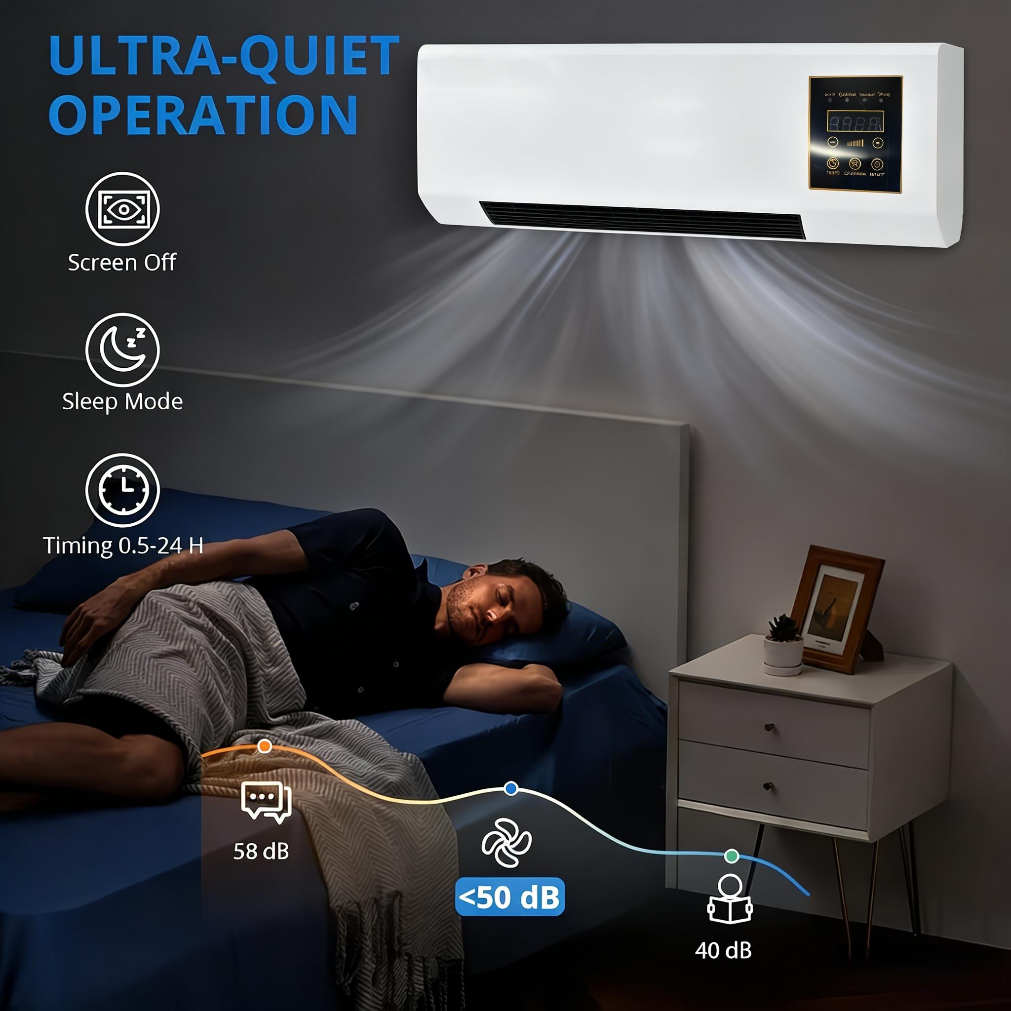 Wall Mounted Fan 1400W Dual Mode Natural Wind Summer Comfort Winter Fast Heating For Home Office Bedroom