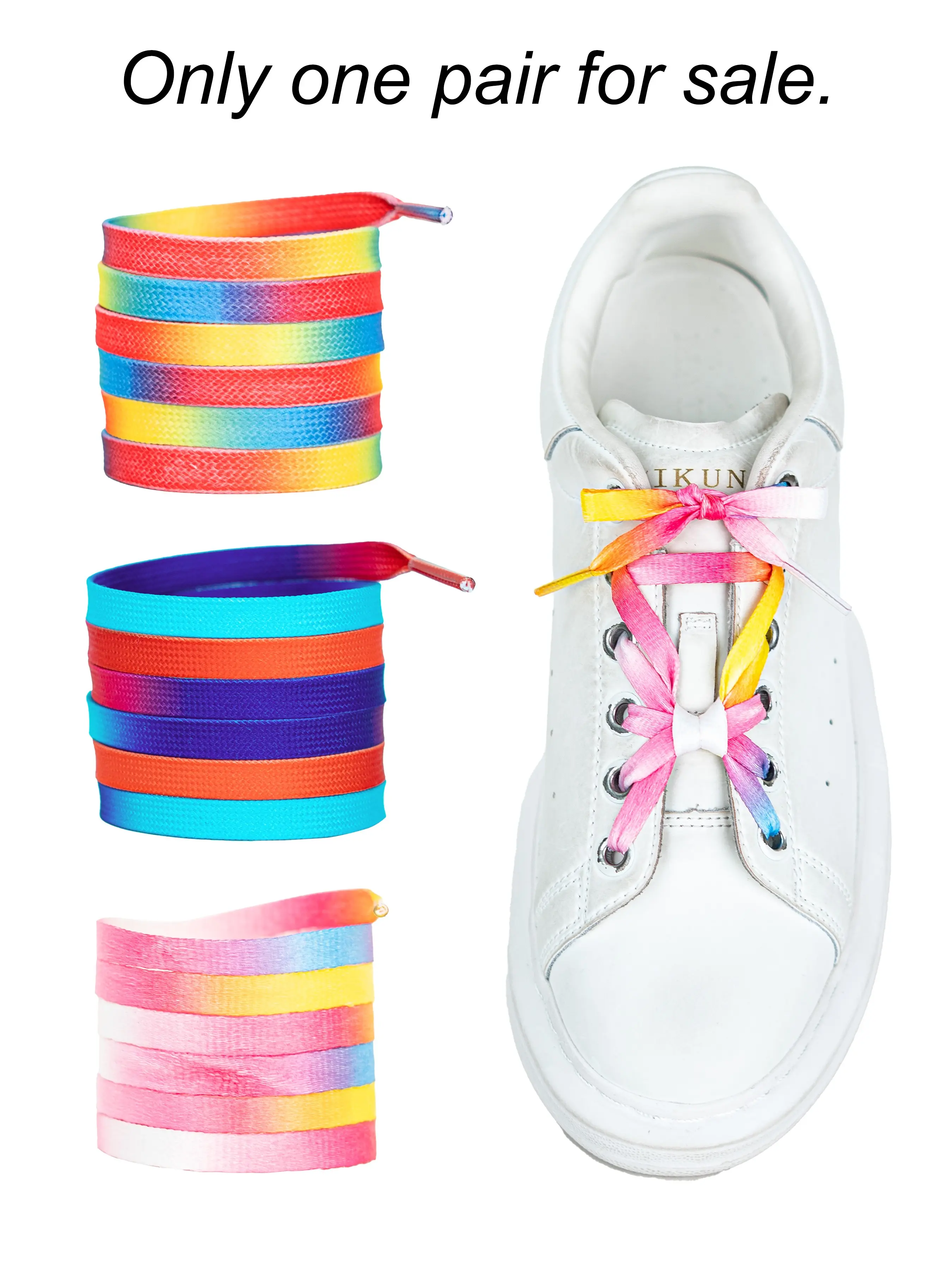 Flat 8mm Wide Rainbow Stripe Shoelaces for Sneakers, Trendy Gradient Laces for Daily Casual Wear, All-Season Sports Shoe Accessories, Shoe Strings