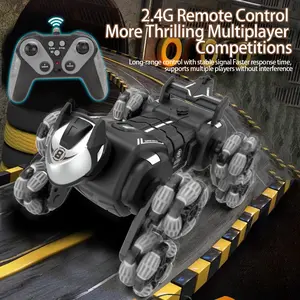 2.4GHz Remote Control Robot Dog 8-Wheels Drive Gesture Sensing Smart Mechanical Dog Toddlers Boys Girls All-terrain RC Stunt Dog Car Toy