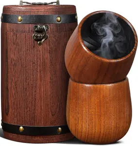 Coralogo Wooden Bourbon Glasses Set of 2 - Charred Interior Whiskey Cups with Exquisite Barrel Gift Box, Handcrafted Wooden Whiskey Gift for Men Dad Husband - Birthday Anniversary Retirement