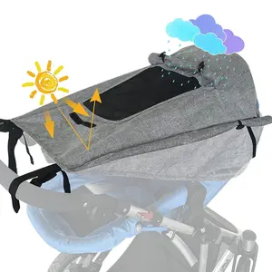 Baby Stroller Universal UPF 50+ Sun Protector Shade Blackout Cover Pushchair Shield Canopy Pram Rain Sunshade With See Through Extender Accessory Easy Installation