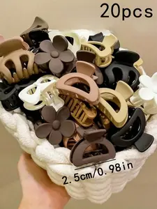 20pcs/Assorted Mini Hair Claw Clips, Hair Accessories Set for Girls & Teens, Flower Heart Star Shaped Clips【0.79in】