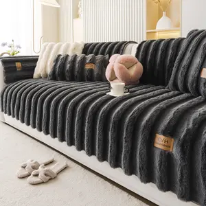 Solid Faux Fur Sofa Cover – Includes 1 Non-Slip Cushion, Soft & Comfortable Protector, Fashion Couch Protector for Living Room, Dorm, or Hotel Decor