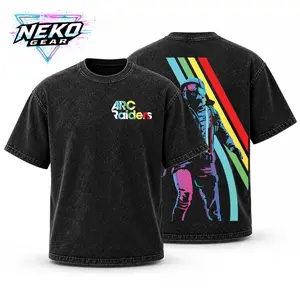 Men's Neko Gear ARC Raiders Vintage Cotton Ribbed Garment Washed Graphic Short-Sleeve T-Shirt - Sci-Fi Extraction Shooter Gamer Apparel