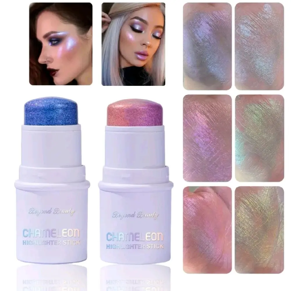 Chameleon Holographic Highlighter Stick 2pcs Glitter Makeup for Radiant Skin Finish Moisturizing Effect Ideal for Everyday & Special Occasions