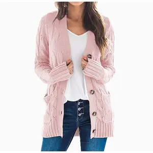2025 New Women’s Mid-Length Sweater Cardigan Jacket – Autumn/Winter Long Sleeve Outfit for Teachers