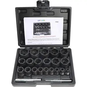 22 Piece Bolt Nut Extractor Set, 1/2" and 3/8" Drive Lug Nut Remover Tool, Wheel Lock Removal Kit for Extracting Damaged, Stripped Frozen Nuts & Screws Twist Set