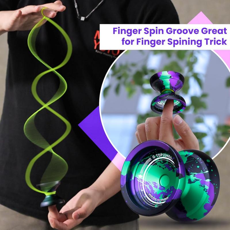 MAGICYOYO V12 Finger Spin Yoyo Professional Responsive Yoyo for Kids & Adults, Unresponsive Yoyo for Advanced, Professional Yoyo with 12 Yoyo Strings & Yo-Yo Accessory Kit