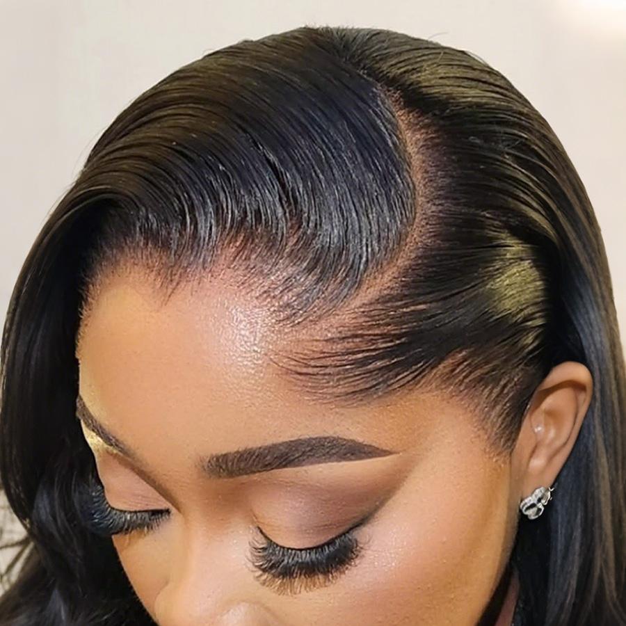 [NEW IN] Pizazz Hair Side Part Body Wave Glueless Wig 220% Density 13x6 HD Transparent Pre Cut Lace Ready To Go Wigs Human Hair ,Straight out the Box With Pre Bleached knots , Pre Plucked Natural Hair Line