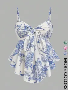 Women's Textured Print Fitted Camisole, Elegant For Casual, Vacation, Commute, And Daily Wear  halter tops Womenswear