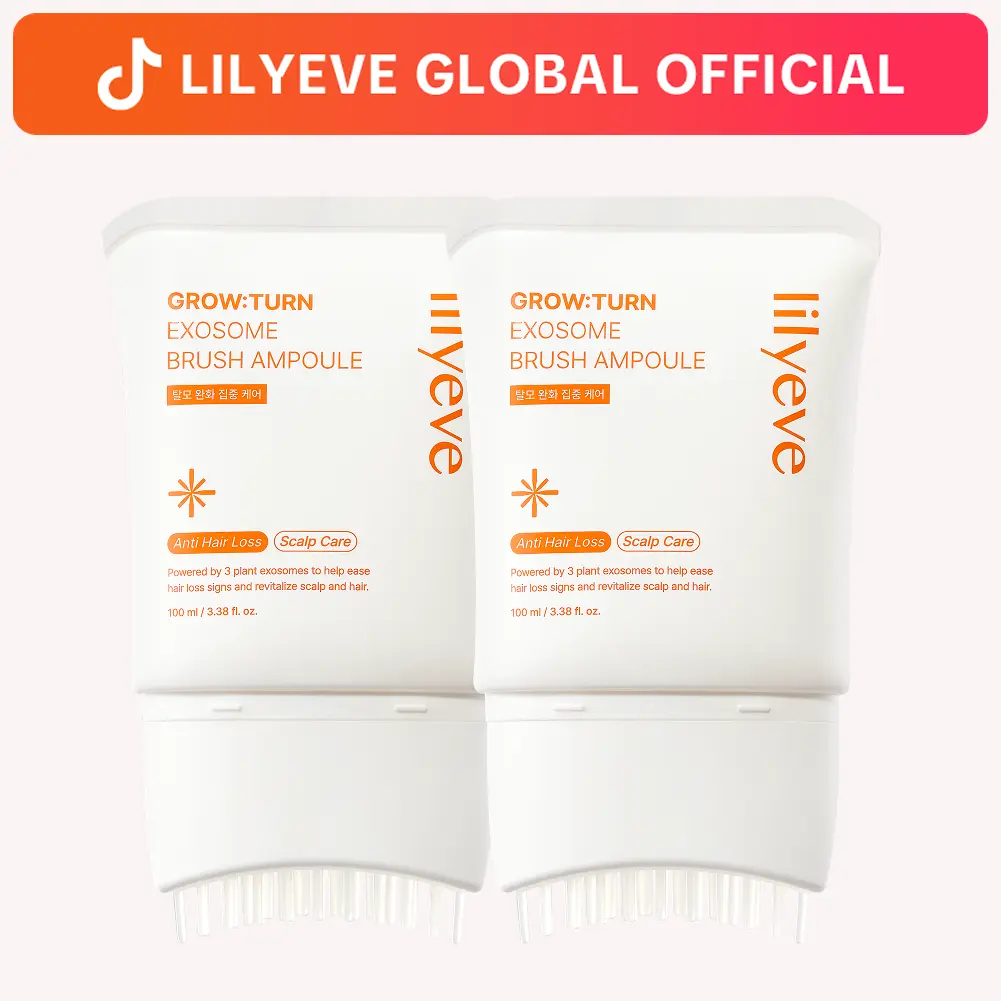 [LILYEVE] GROWTURN Hair Growth Serum 2-Pack with Built-In Brush | Exosome Scalp for Hair Thickening & Strengthening, Korean Hair Care | 3.38 fl. oz.