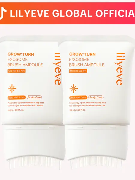 [LILYEVE] GROWTURN Hair Growth Serum 2-Pack with Built-In Brush | Exosome Scalp for Hair Thickening & Strengthening, Korean Hair Care | 3.38 fl. oz.