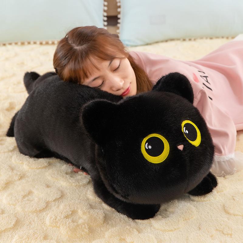 Weighted Black Cat Plush, Weighted Black Cat Stuffed Animal, Cute Plushies Soft Pillow Toy Gift for Kids Adults 19.5 Inch, 0.8 Lbs