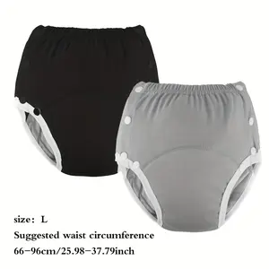 [Reusable Diapers] 2PC Reusable Adult Diapers|   Integrated, Soft Breathable Fabric, Left/Right Snap Closure for All-Day Comfort Orange + Gray Pack Pastel.