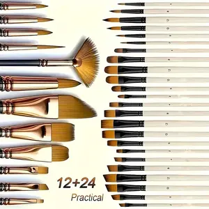 All-In-One 36Pcs Paint Brush Set | Perfect for Oil, Acrylic, Watercolor, Gouache & Graffiti Art