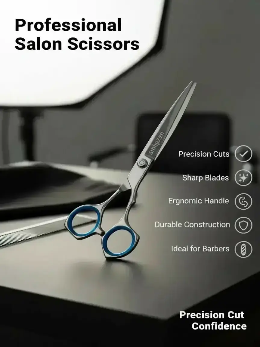 SNIPZEN Professional 7-in High Quality Lightweight Hair Cutting Shears - Smooth, Solid, Durable Stainless Steel, Ergonomic Grip, Single Item Haircare Tool for Barbers, All Hair Types