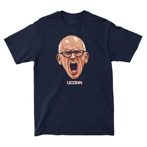 UConn Huskies Basketball Coach Graphic T-Shirt, Championship Energy March Madness 2026 Fan Double Sided Tee for College Basketball Fans