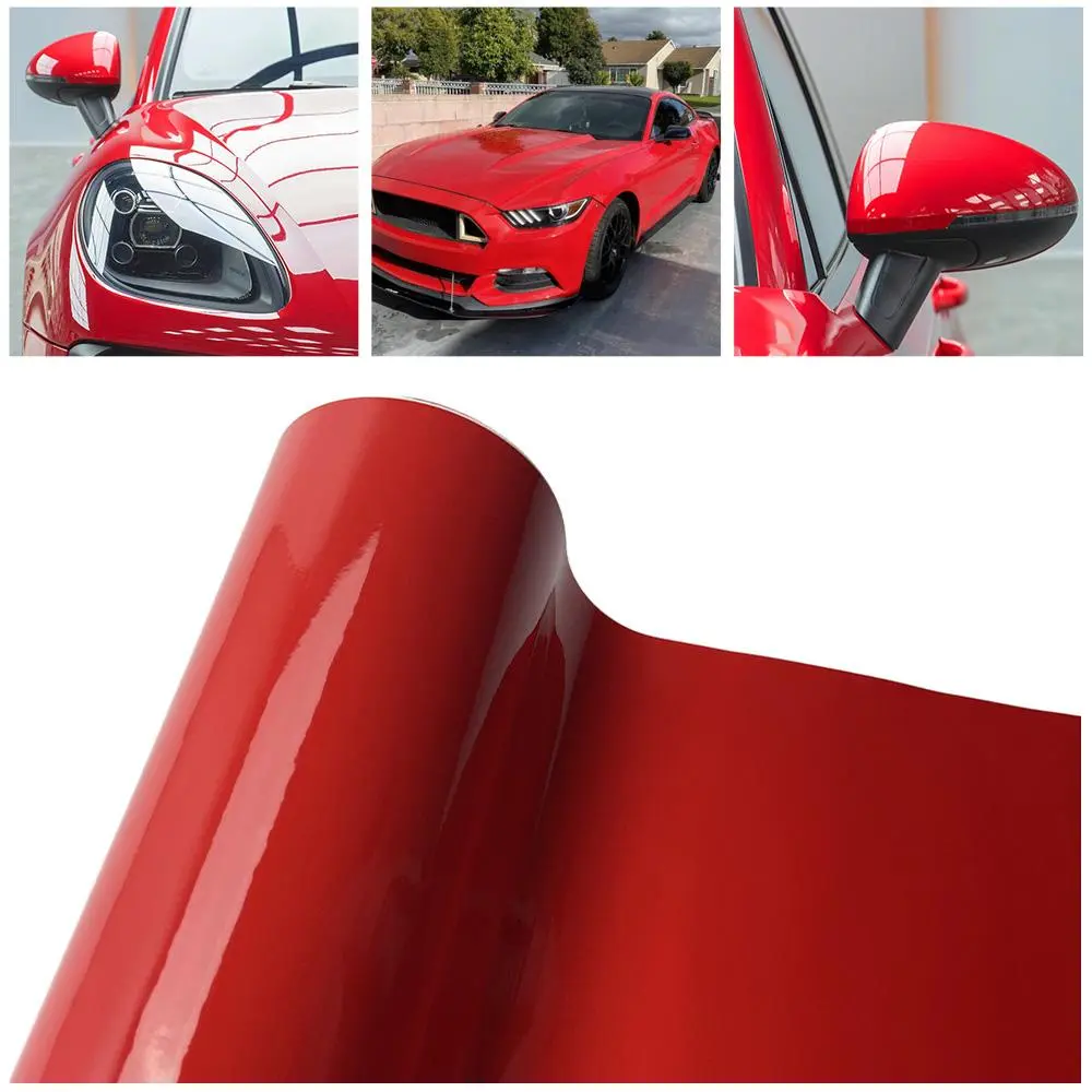 2026 New Red Glossy Vinyl Wrap Film for Motorcycle Car Auto Tuning Bright Stickers Self-Adhesive Vinyl Film DIY Interior Exterior Decal For your Cars