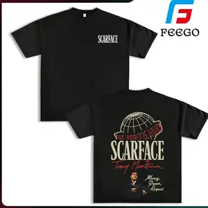 FEEGO Scarface Two Sides Graphic Tee The World is Yours Design with Tony Montana Iconic Image Perfect for Movie Fans and Streetwear Enthusiasts Women's Casual Crewneck Tshirt in Pure Cotton