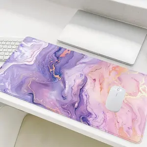 Marble Design Mouse Pad, Rectangle Gaming Mouse Pad, Non-Slip Rubber Base Stitched Edge Desk Pad for Home Office
