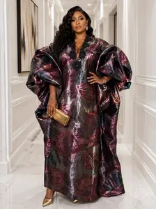Aku Luxe Couture Boubou Kaftan – Metallic Floral Edition