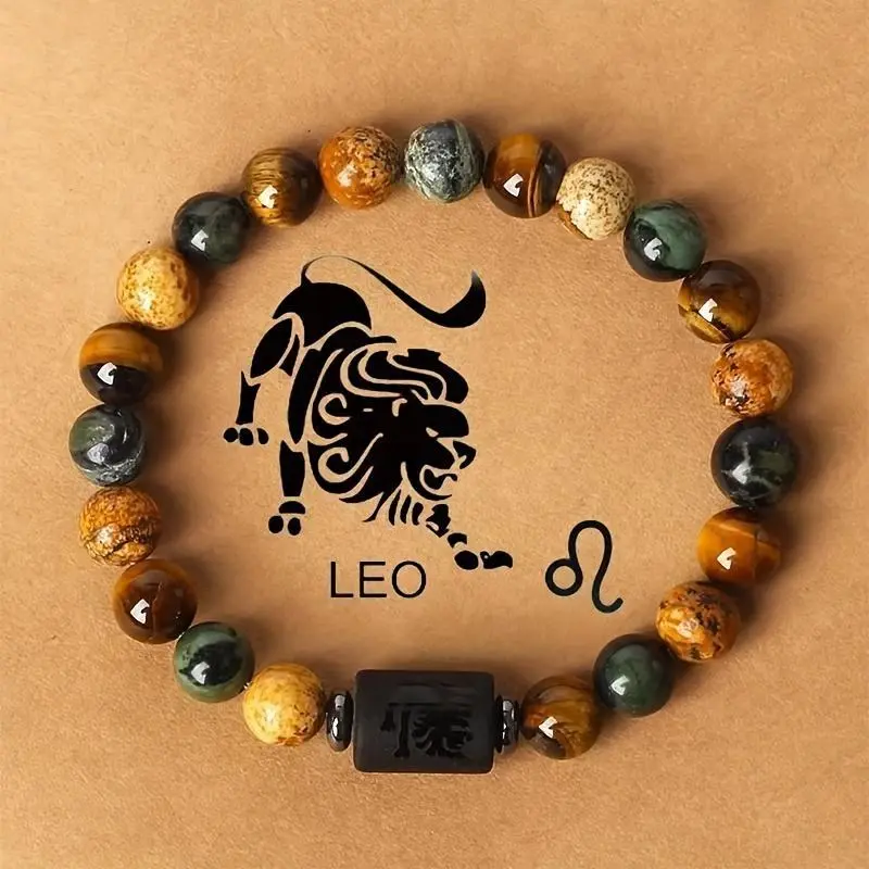 Stylish Zodiac Sign Natural Stone Beaded Bracelets for Men & Women - Unique Prayer & Blessing Accessory, Ideal Birthday Gift for Couples & Friends Stylish Zodiac Sign Natural Stone Beaded Bracelets for Men & Women - Unique Prayer & Blessing Accessory, Ideal Birthday Gift for Couples & Friends