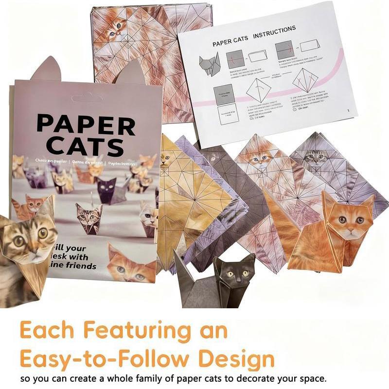 ihubei DIY Origami Cats Dogs Dinosaur Kit 150 Sheets, 3D Folding Craft Set Fun and Relaxing Handicraft Activity Cute Desk Decoration Perfect Gift for Kids Adults Pet Lovers Educational Toy to Improve Hand Eye Coordination Creativity and 3D Thinking Skills