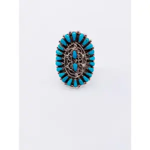 ZUNI TURQUOISE CLUSTER RING • Sz 6.25