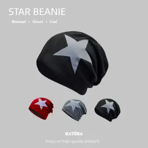 Unisex Slouchy Beanie Hat with Star Print Cap for Men & Women Minimal Street Cool Design Perfect for Daily Wear or Couples Gift，new year gift Beanie Watch Hat