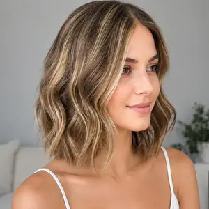 Jessie's Wig [Mamie] Blonde Highlight Wavy Bob Wig Glueless Wig 13x4/5x5 Lace Human Hair